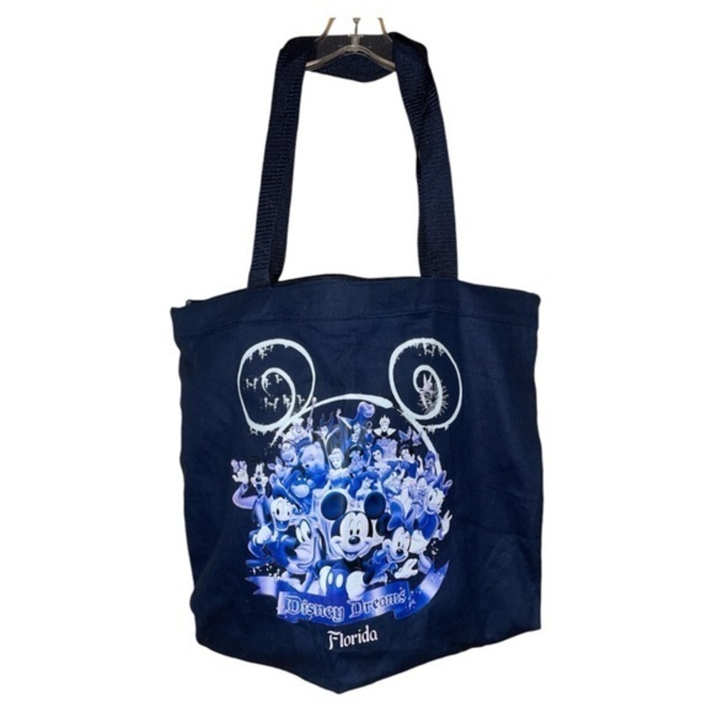 Disney Tote Bag Disney Dreams Florida Navy Canvas Zip Top Multi‎ Character